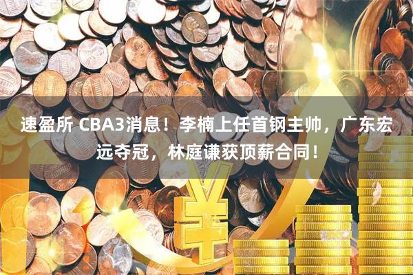 速盈所 CBA3消息！李楠上任首钢主帅，广东宏远夺冠，林庭谦获顶薪合同！